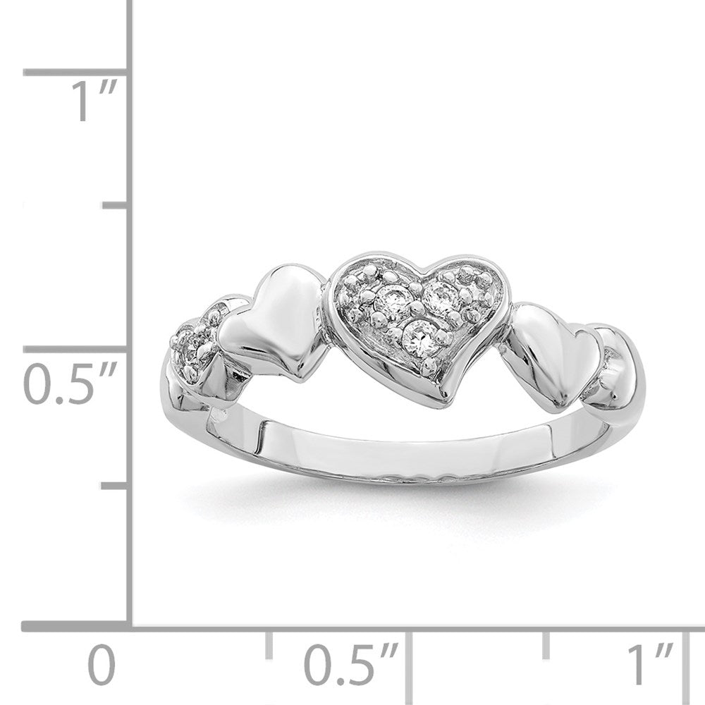 Sterling Silver Rhodium Plated Cz Heart Ring (Size 8 Only)