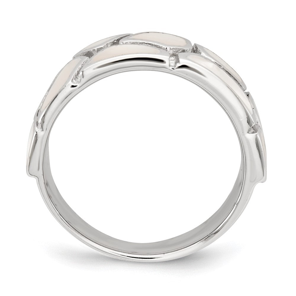 Sterling Silver Polished Mother Of Pearl Ring (Size 6 Only)