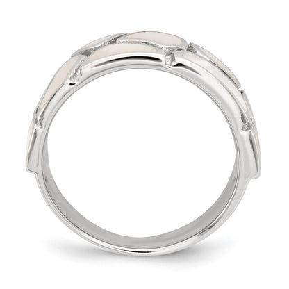 Sterling Silver Polished Mother Of Pearl Ring (Size 6 Only)