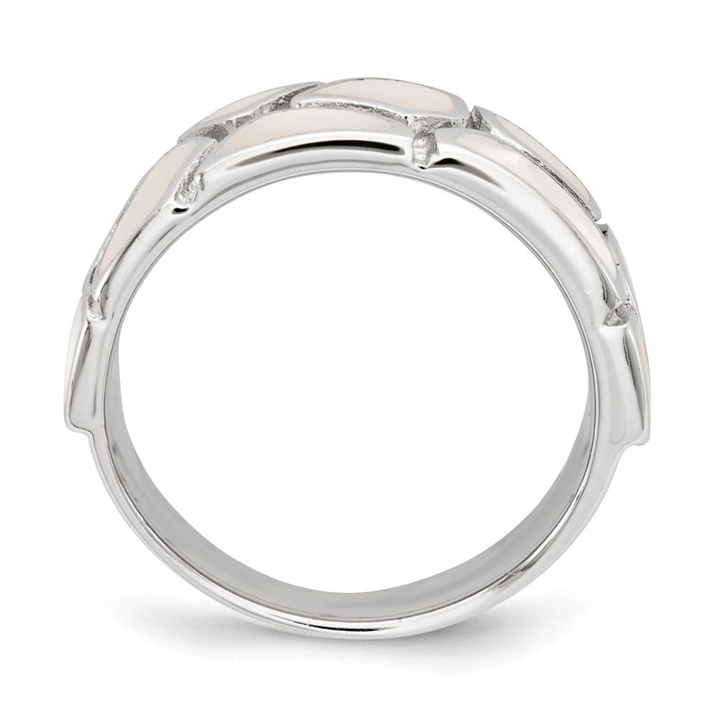 Sterling Silver Polished Mother Of Pearl Ring (Size 6 Only)