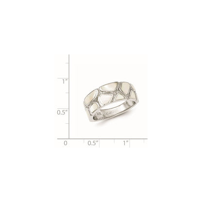 Sterling Silver Polished Mother Of Pearl Ring (Size 6 Only)