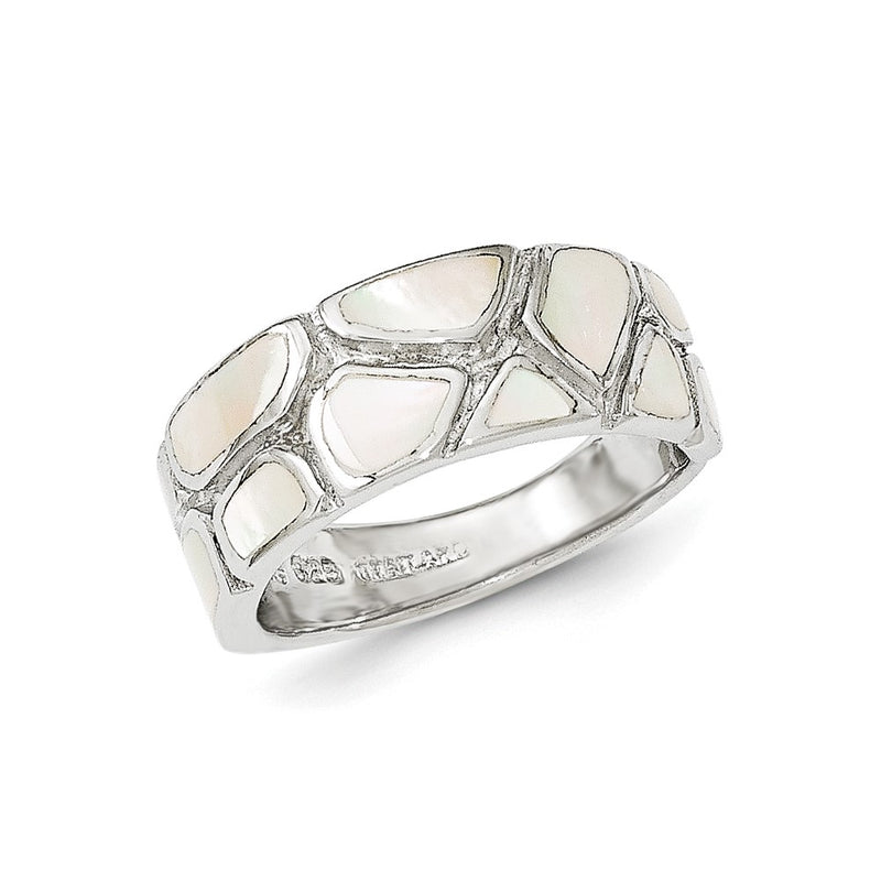 Sterling Silver Polished Mother Of Pearl Ring (Size 6 Only)