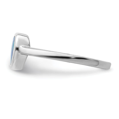 Sterling Silver Rhodium Plated Polished Heart Synthetic Opal Ring