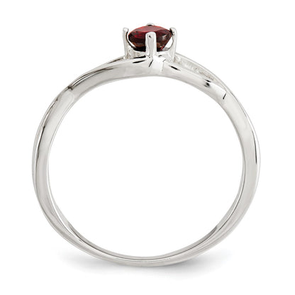 Sterling Silver Red Cz Sol Ring (Size 8 Only)