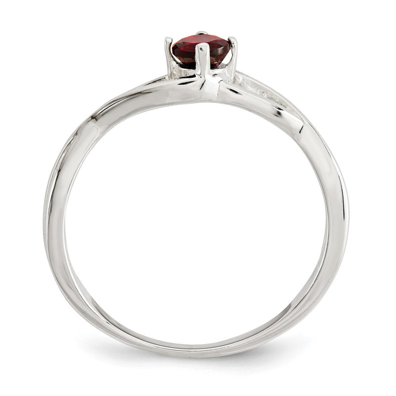 Sterling Silver Red Cz Sol Ring (Size 8 Only)