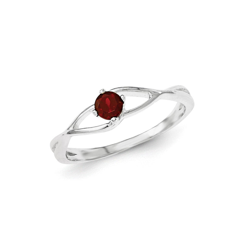 Sterling Silver Red Cz Sol Ring (Size 8 Only)