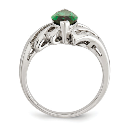 Sterling Silver Green & White Marquise Cz Ring (Size 6 Only)