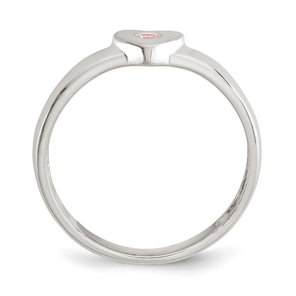 Sterling Silver Polished Cz Heart Ring (Size 8 Only)