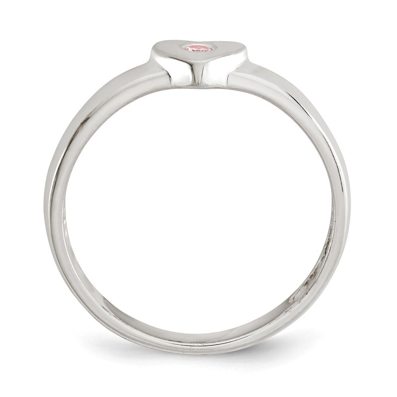 Sterling Silver Polished Cz Heart Ring (Size 8 Only)