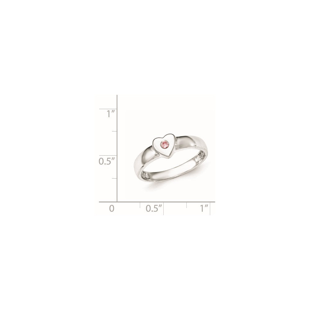 Sterling Silver Polished Cz Heart Ring (Size 8 Only)