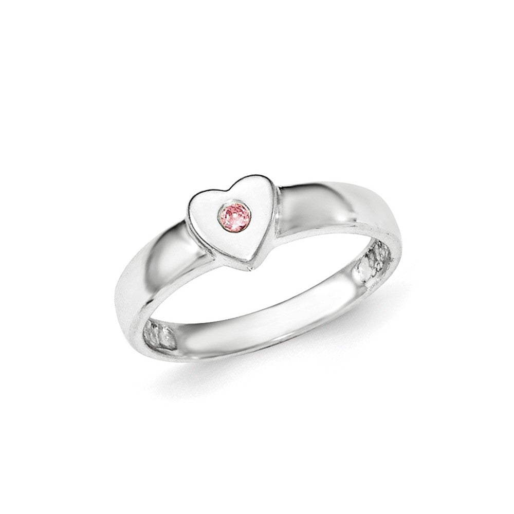Sterling Silver Polished Cz Heart Ring (Size 8 Only)