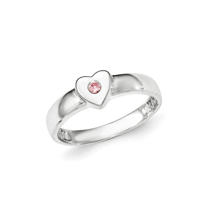 Sterling Silver Polished Cz Heart Ring (Size 8 Only)