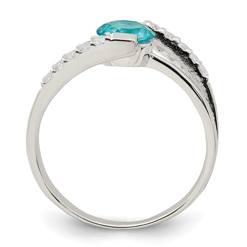 Sterling Silver Blue Cz Accents Ring (Size 8 Only)