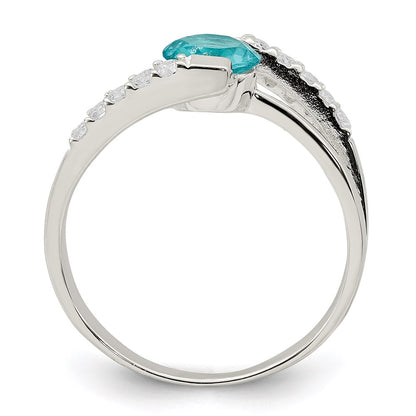 Sterling Silver Blue Cz Accents Ring (Size 8 Only)