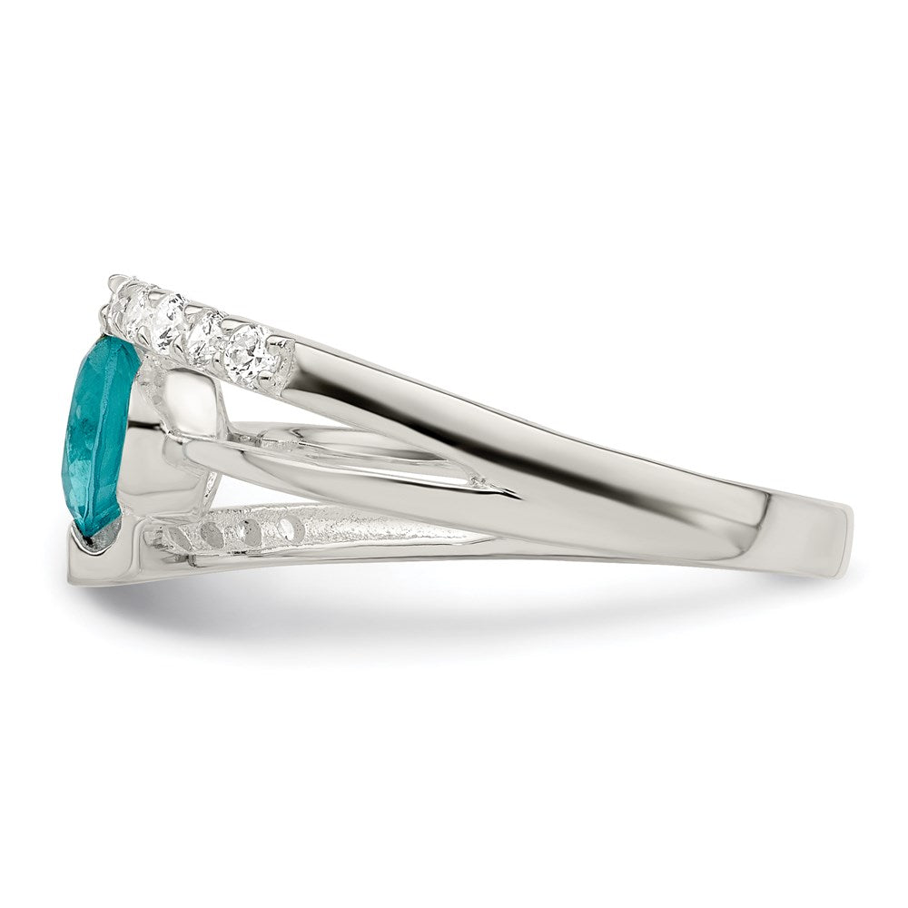 Sterling Silver Blue Cz Accents Ring (Size 8 Only)