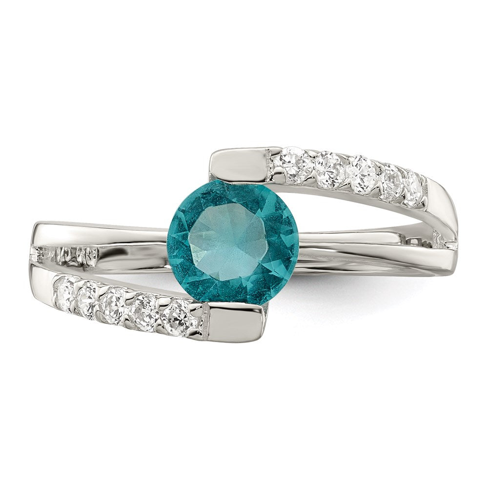 Sterling Silver Blue Cz Accents Ring (Size 8 Only)