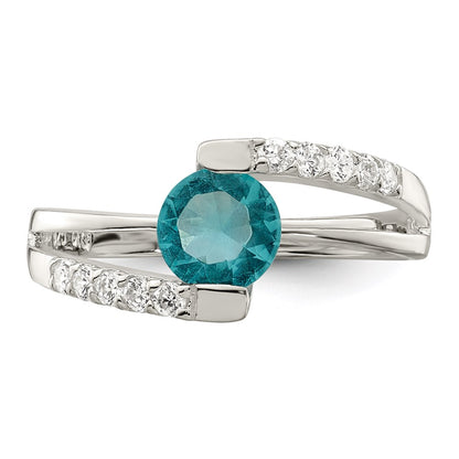 Sterling Silver Blue Cz Accents Ring (Size 8 Only)