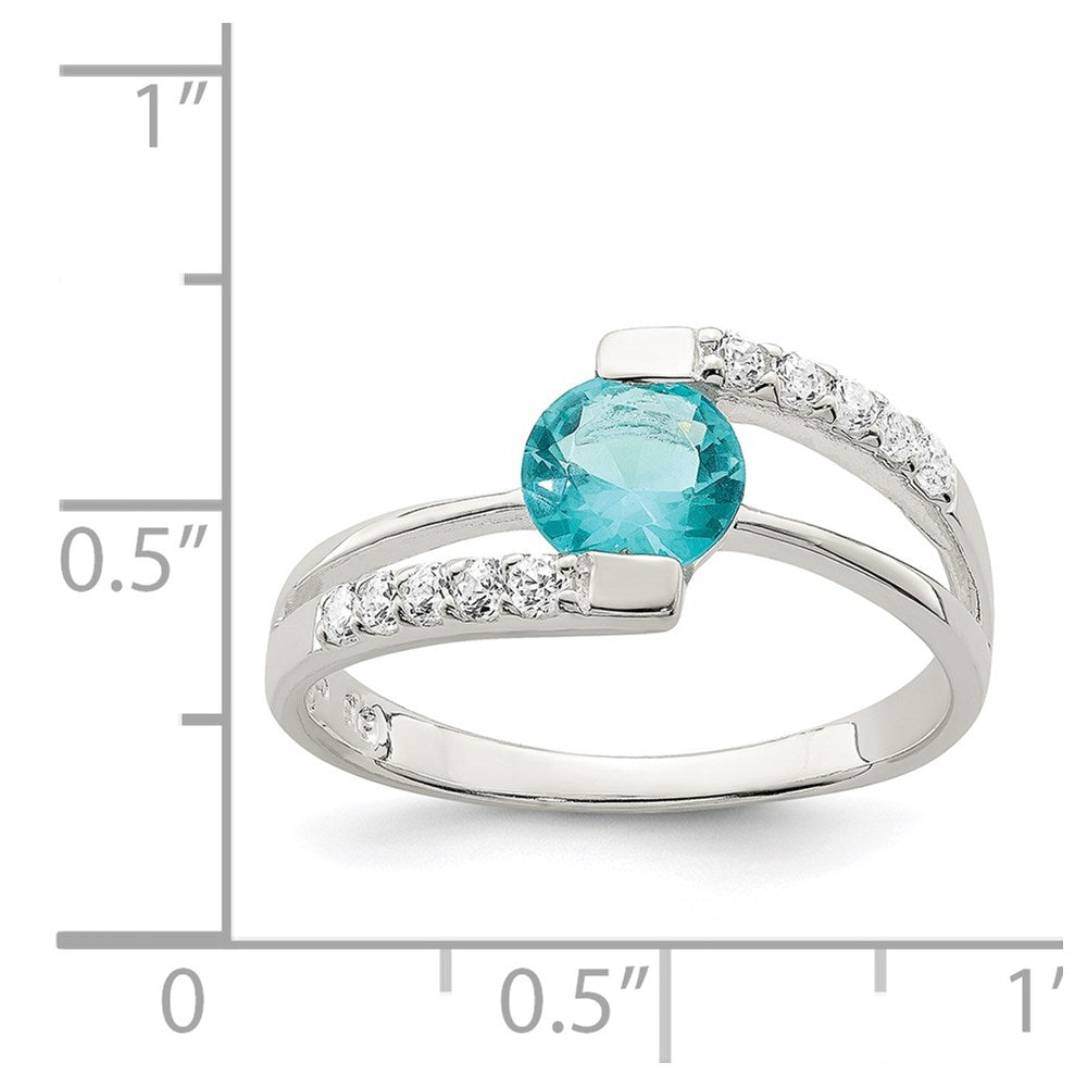 Sterling Silver Blue Cz Accents Ring (Size 8 Only)