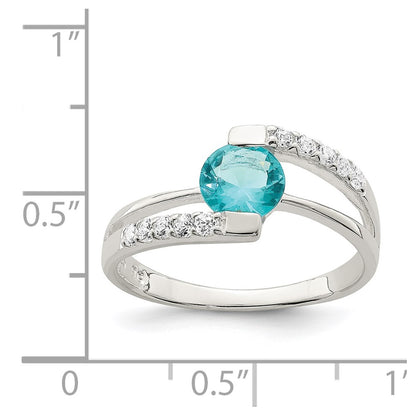 Sterling Silver Blue Cz Accents Ring (Size 8 Only)