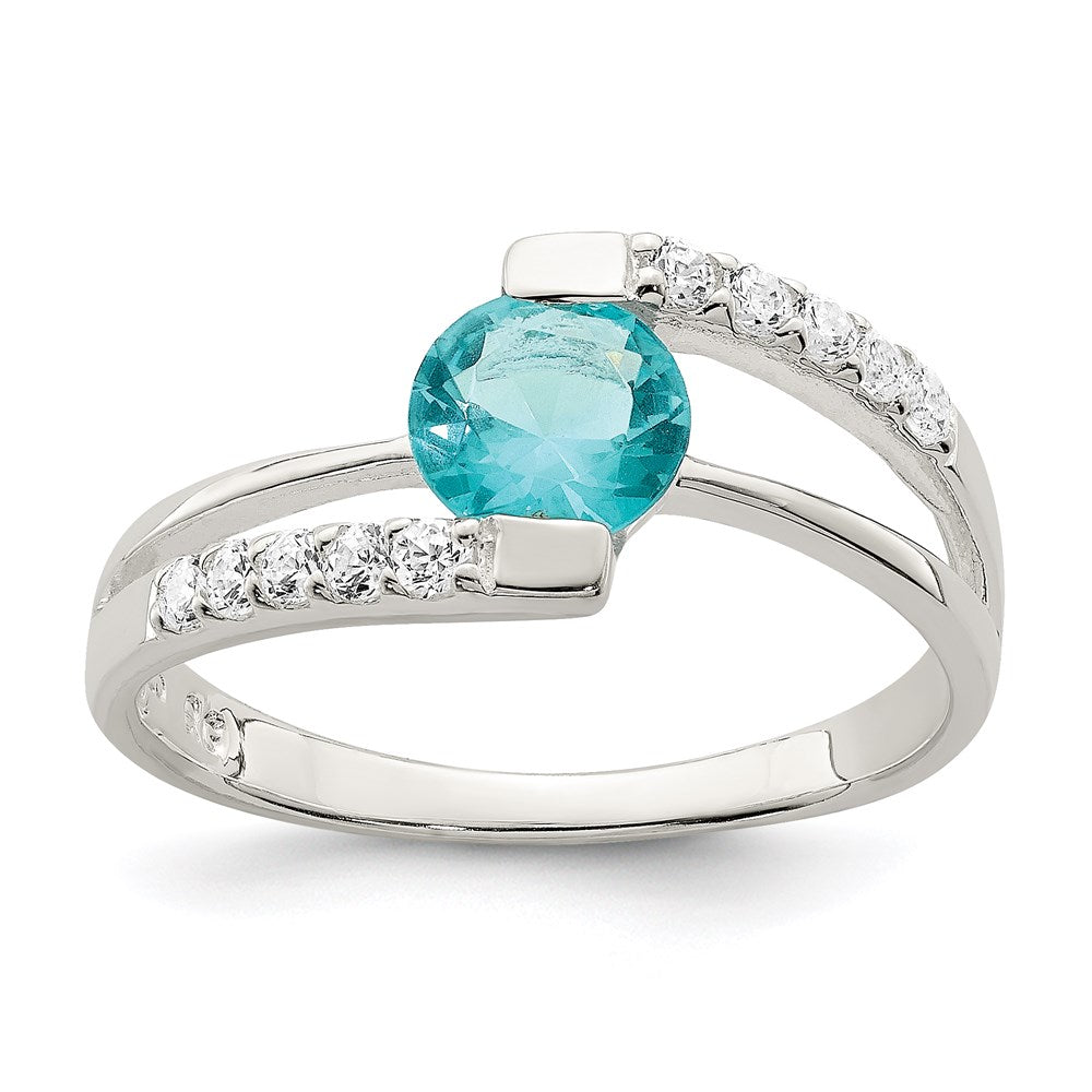 Sterling Silver Blue Cz Accents Ring (Size 8 Only)
