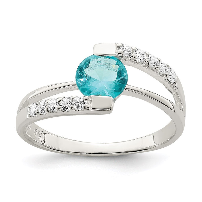 Sterling Silver Blue Cz Accents Ring (Size 8 Only)