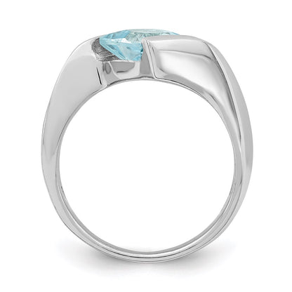 Sterling Silver Rhodium Plated Polished Blue Cz Ring (Size 8 Only)