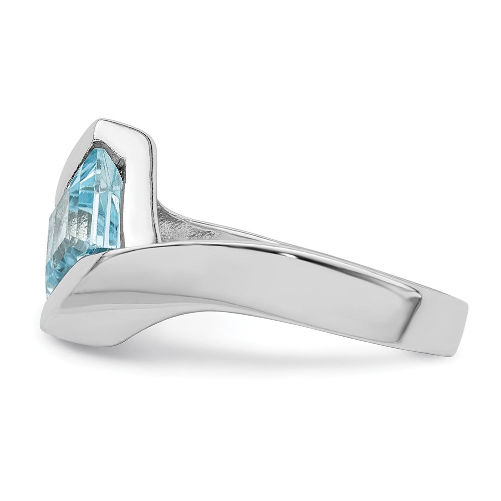 Sterling Silver Rhodium Plated Polished Blue Cz Ring (Size 8 Only)