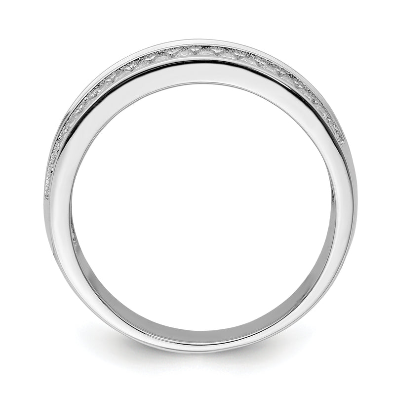 Sterling Silver Rhodium Plated And Cz Ring