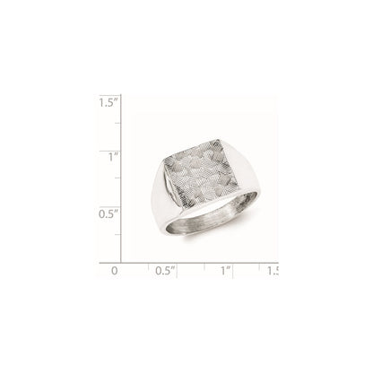 Sterling Silver Polished Textured Ring