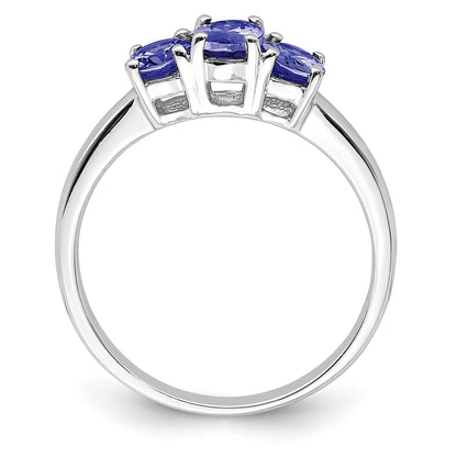Sterling Silver Rhodium 3 Stone Tanzanite Ring