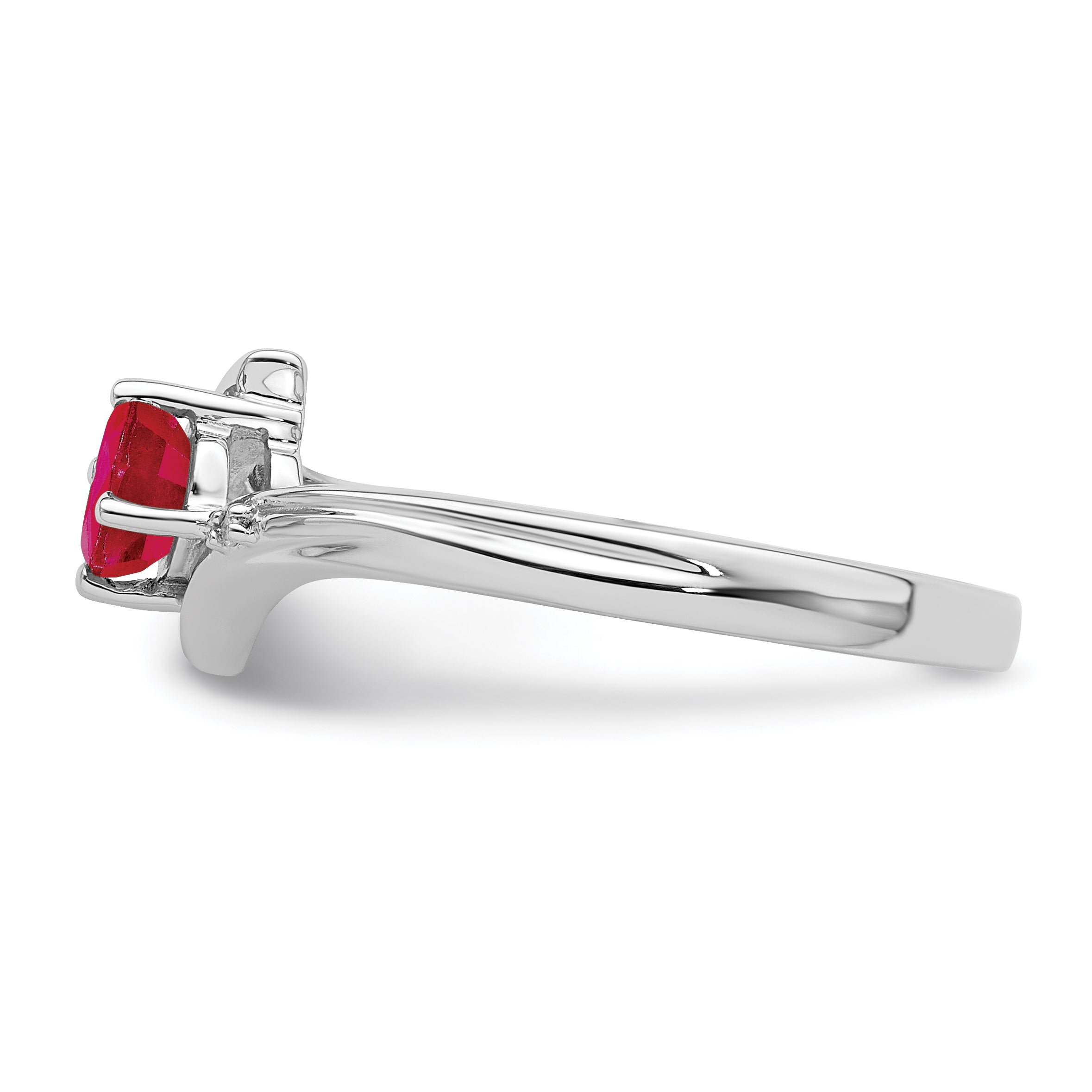 Sterling Silver Rhodium Plated Ruby And Diamond Ring
