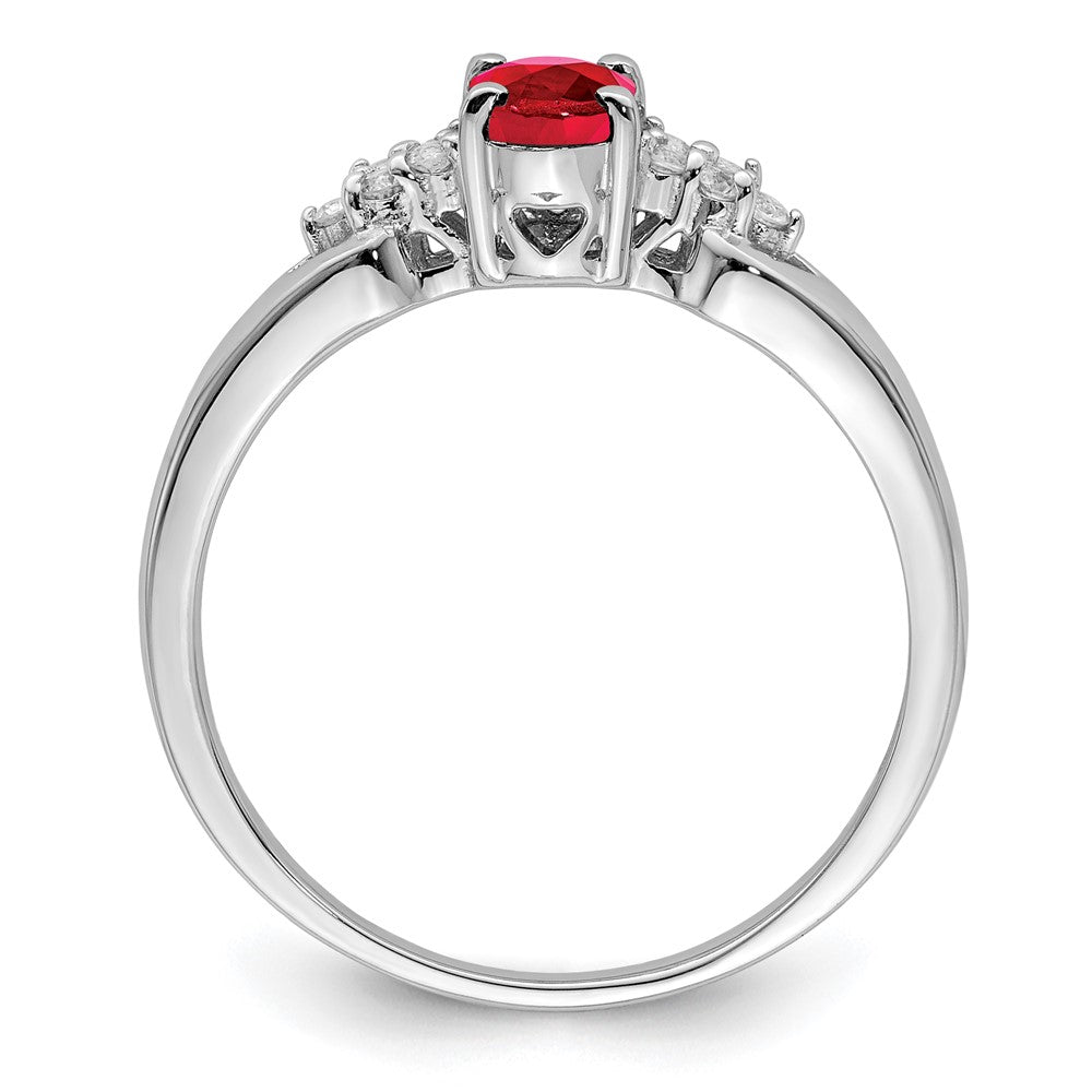 Sterling Silver Rhodium Plated Ruby And White Sapphire Ring