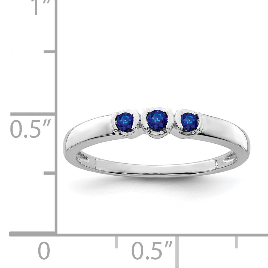 Sterling Silver Rhodium Plated Polished Sapphire Ring