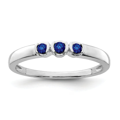 Sterling Silver Rhodium Plated Polished Sapphire Ring