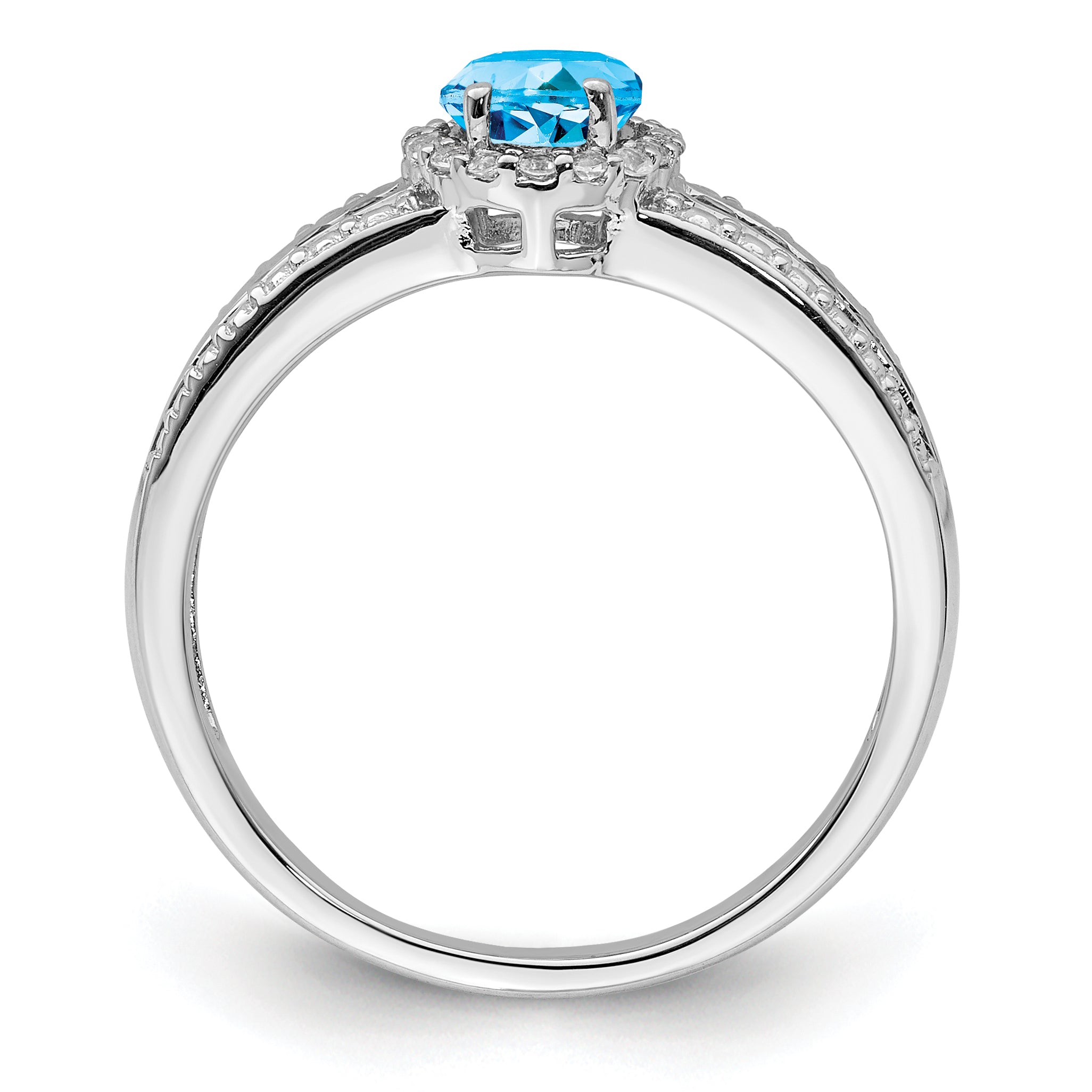 Sterling Silver Rhodium Blue And White Topaz Ring (Size 7 Only)