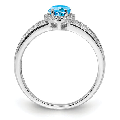 Sterling Silver Rhodium Blue And White Topaz Ring (Size 7 Only)