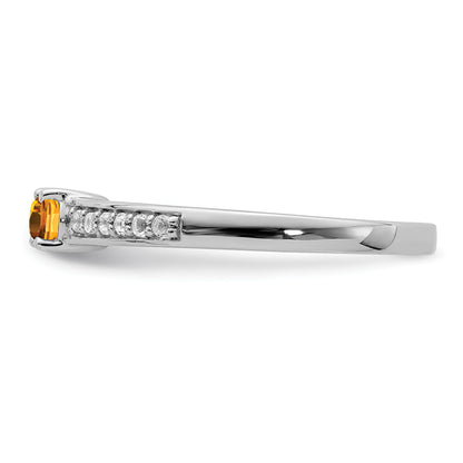 Sterling Silver Rhodium Plated Citrine And White Topaz Ring