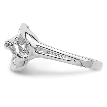 Sterling Silver Rhodium Plated Diamond Double Heart Ring