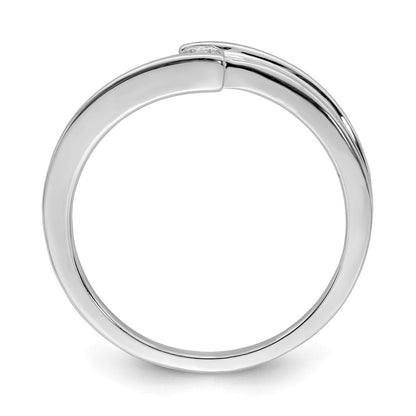 Sterling Silver Rhodium Plated Polished Diamond Ring