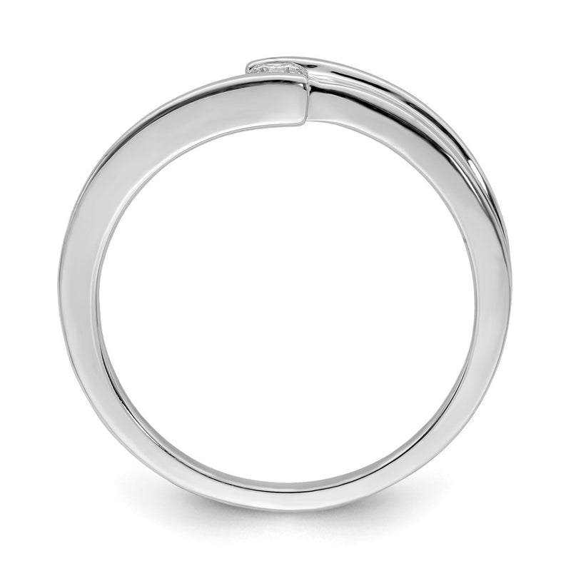 Sterling Silver Rhodium Plated Polished Diamond Ring
