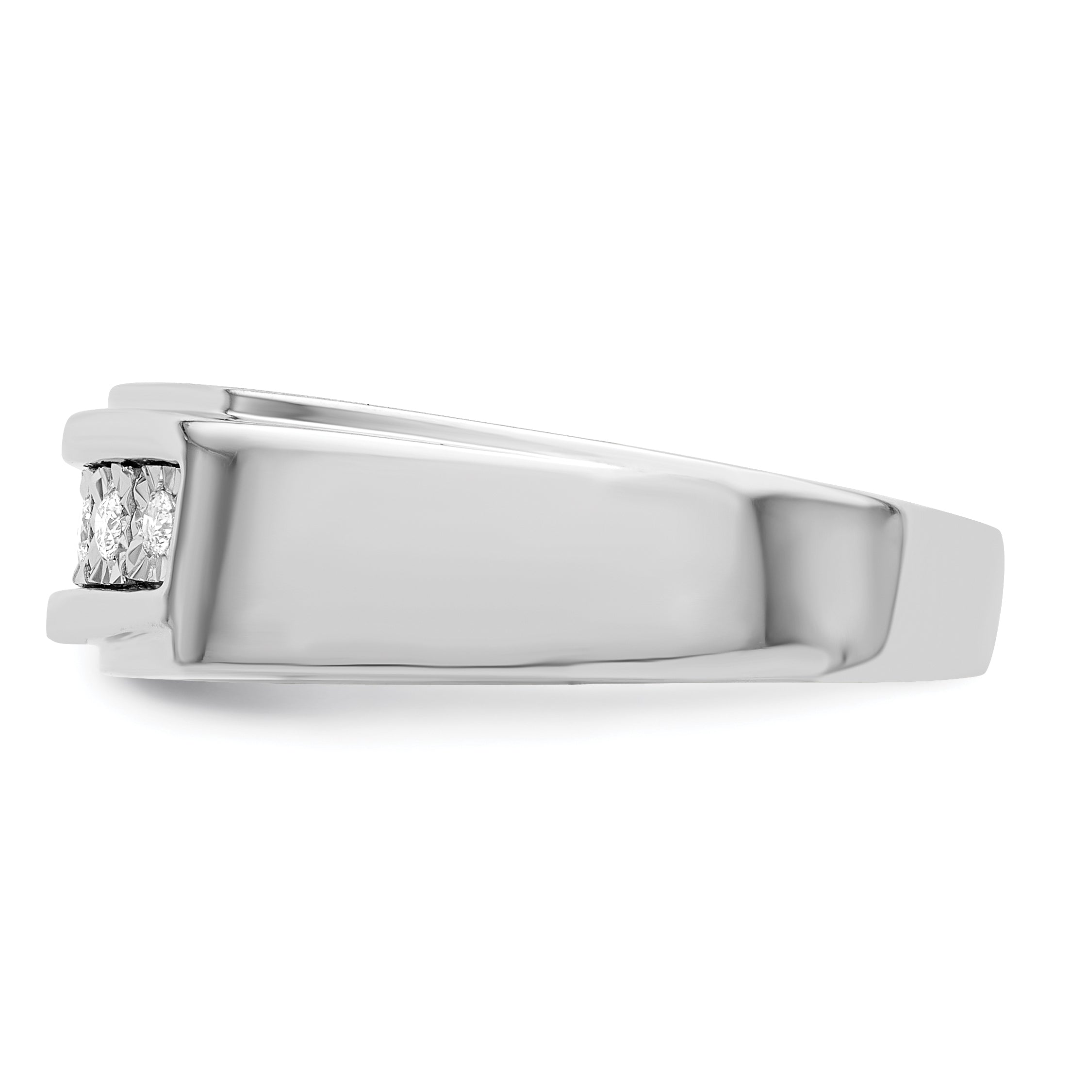 Sterling Silver Rhodium Plated Men'S Polished Diamond Ring