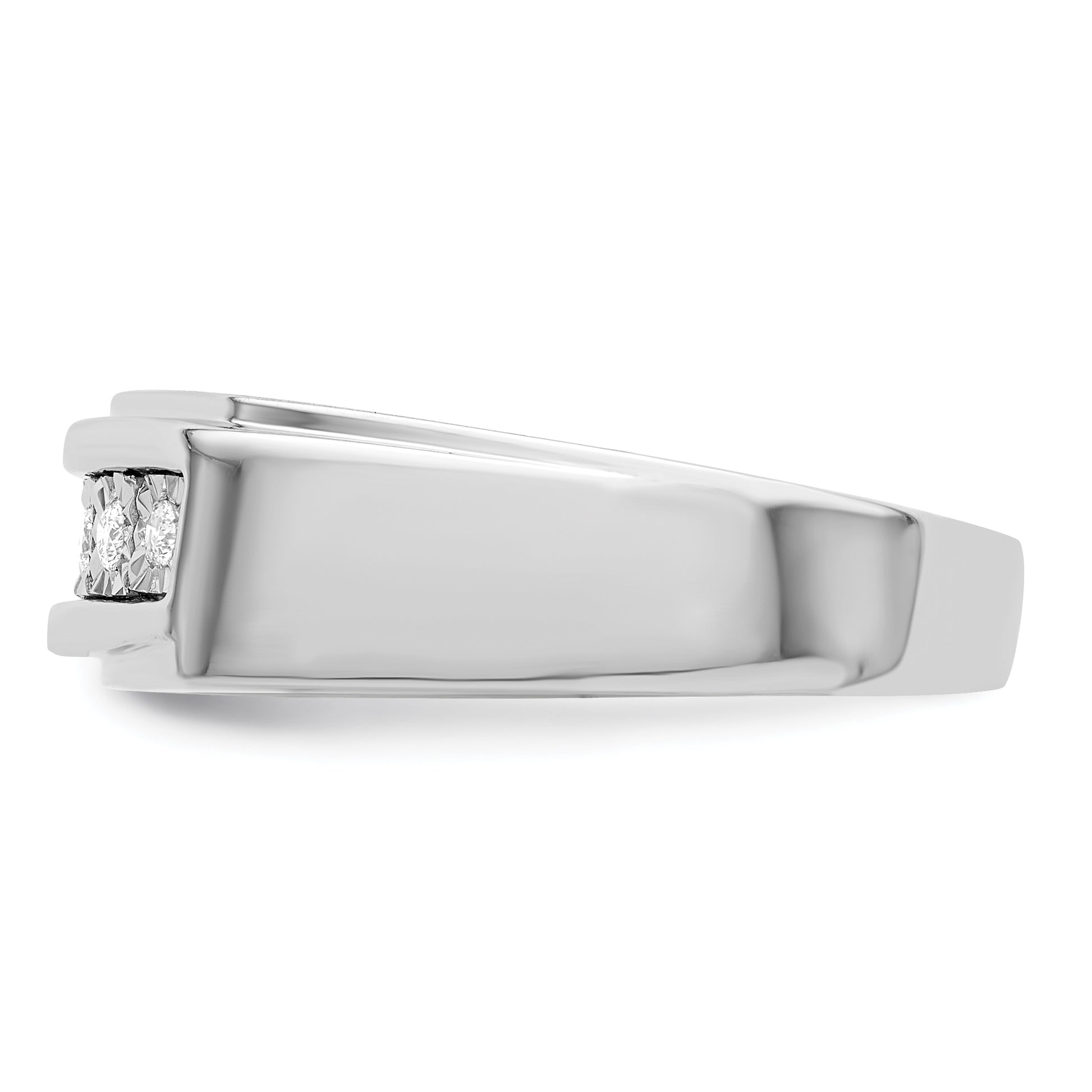 Sterling Silver Rhodium Plated Men'S Polished Diamond Ring