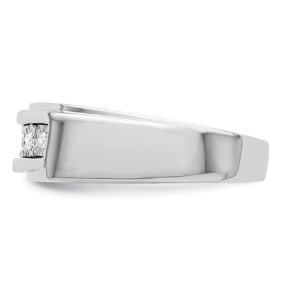Sterling Silver Rhodium Plated Men'S Polished Diamond Ring