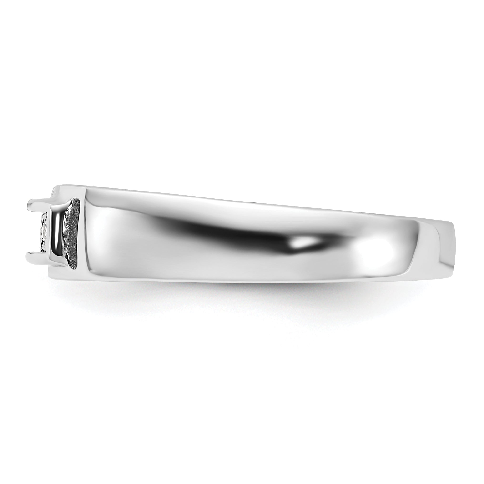 Sterling Silver Rhodium Plated Men'S Polished Diamond Ring