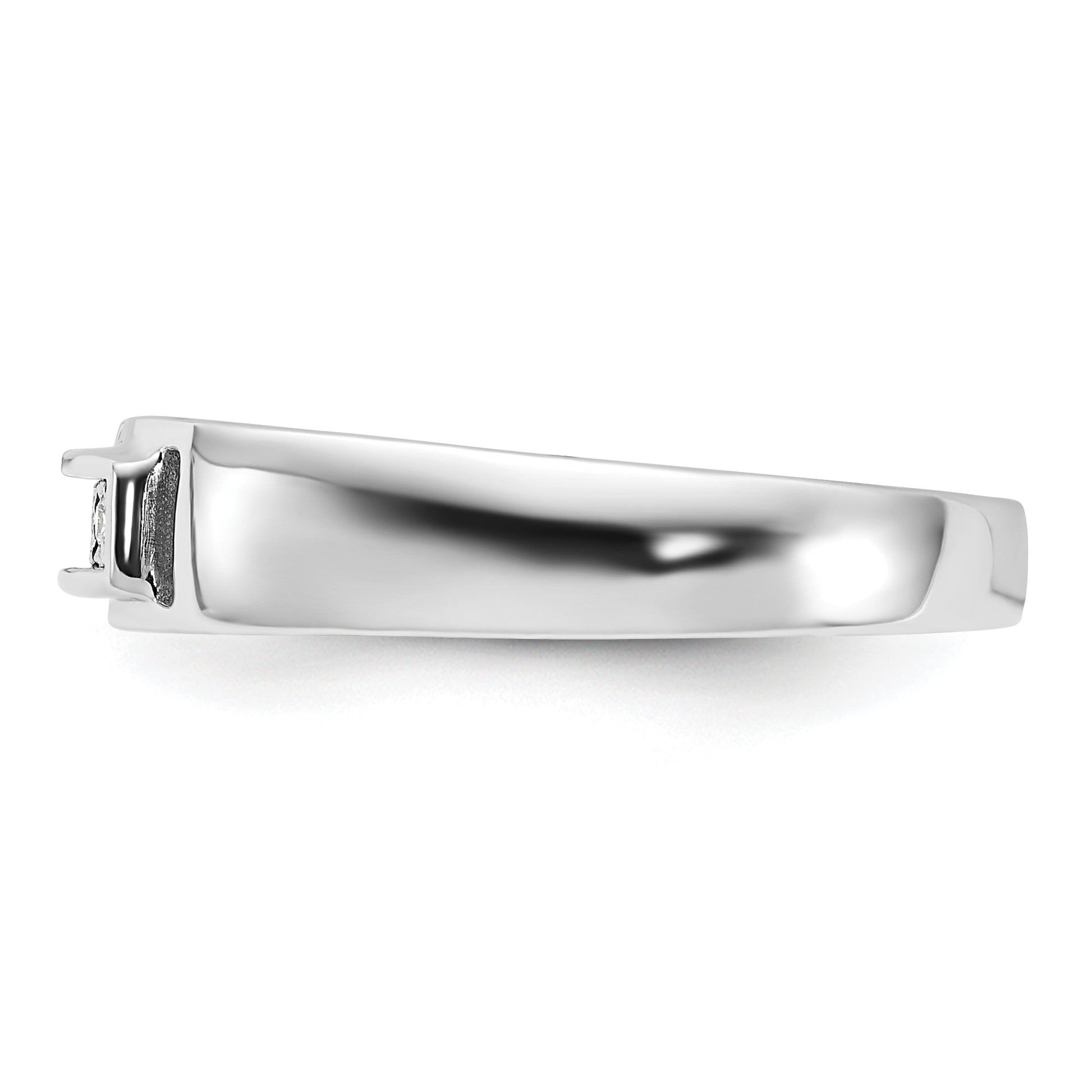 Sterling Silver Rhodium Plated Men'S Polished Diamond Ring