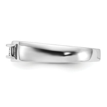 Sterling Silver Rhodium Plated Men'S Polished Diamond Ring