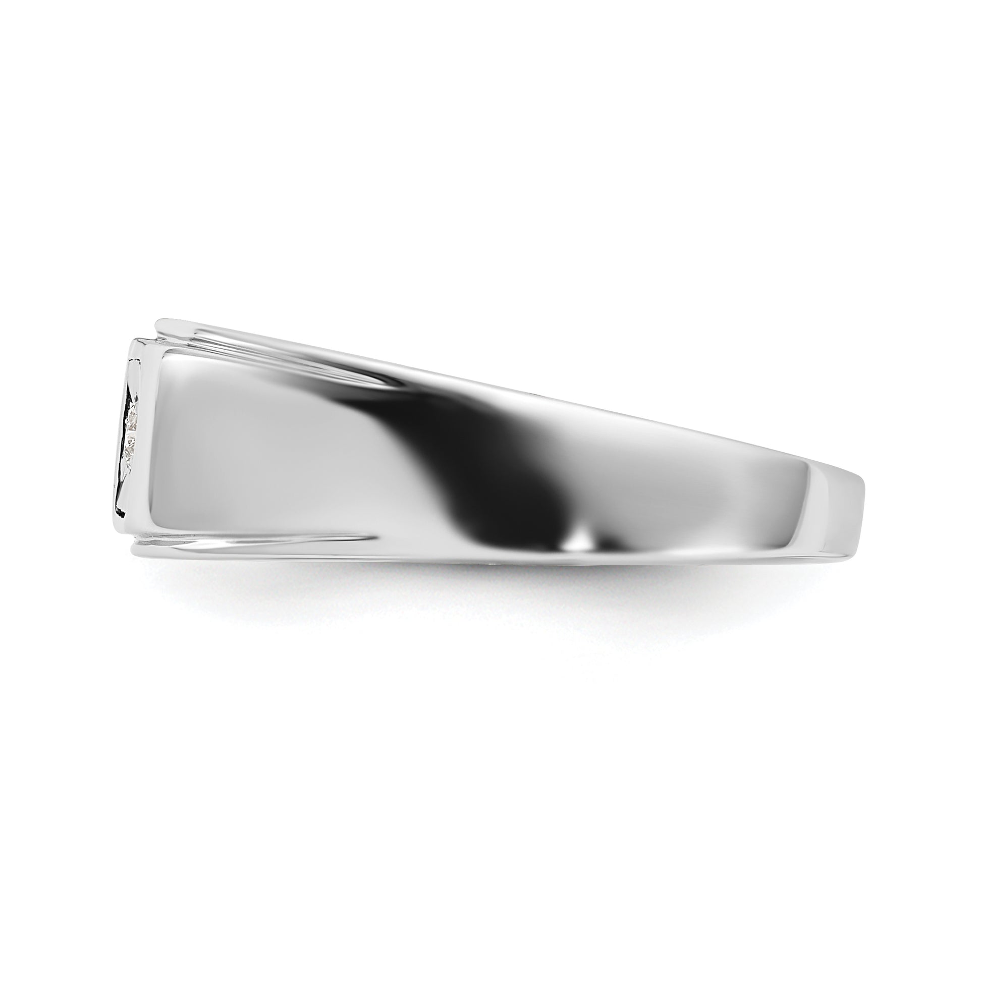 Sterling Silver Rhodium Plated Men'S Polished Diamond Ring