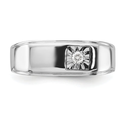 Sterling Silver Rhodium Plated Men'S Polished Diamond Ring