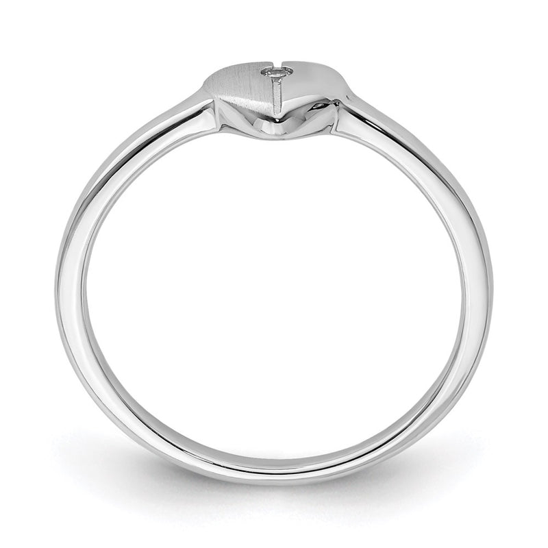 Sterling Silver Polished & Satin Cz Heart Children'S Ring