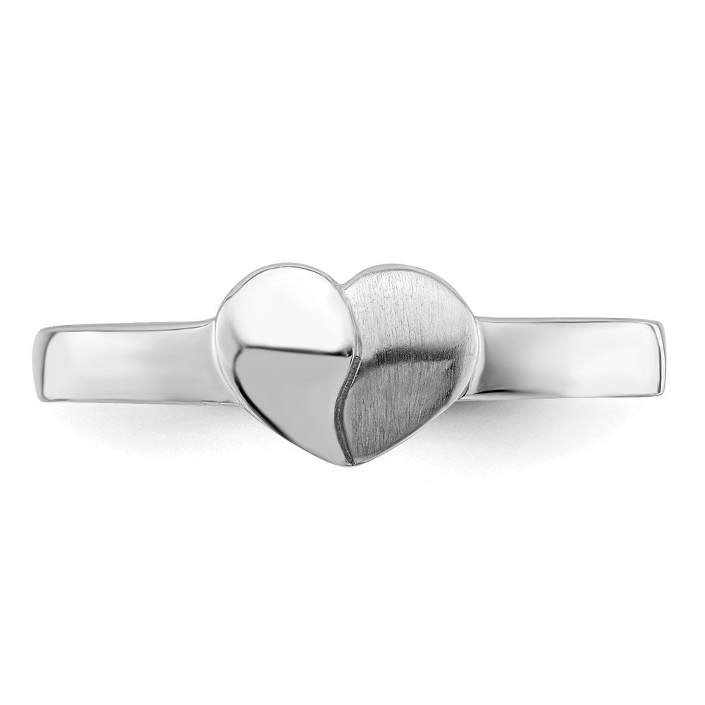 Sterling Silver Polished & Satin Heart Children'S Ring